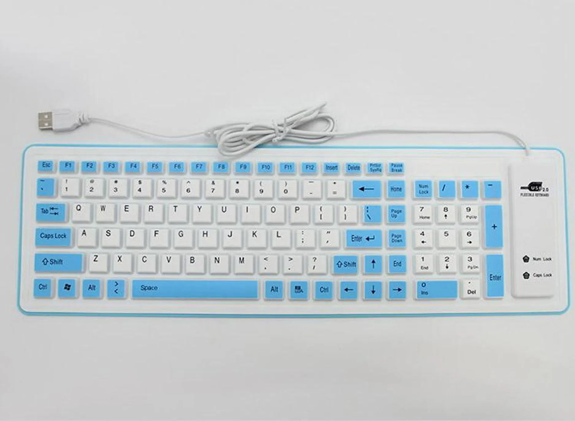 Folding waterproof silicone keyboard USB in six colours black blue green orange pink purple