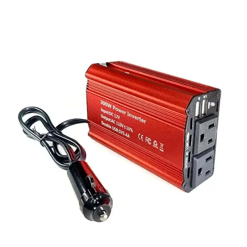 FM300X 300W modified wave car inverter with aluminium alloy shell, dual USB ports, and indicator light