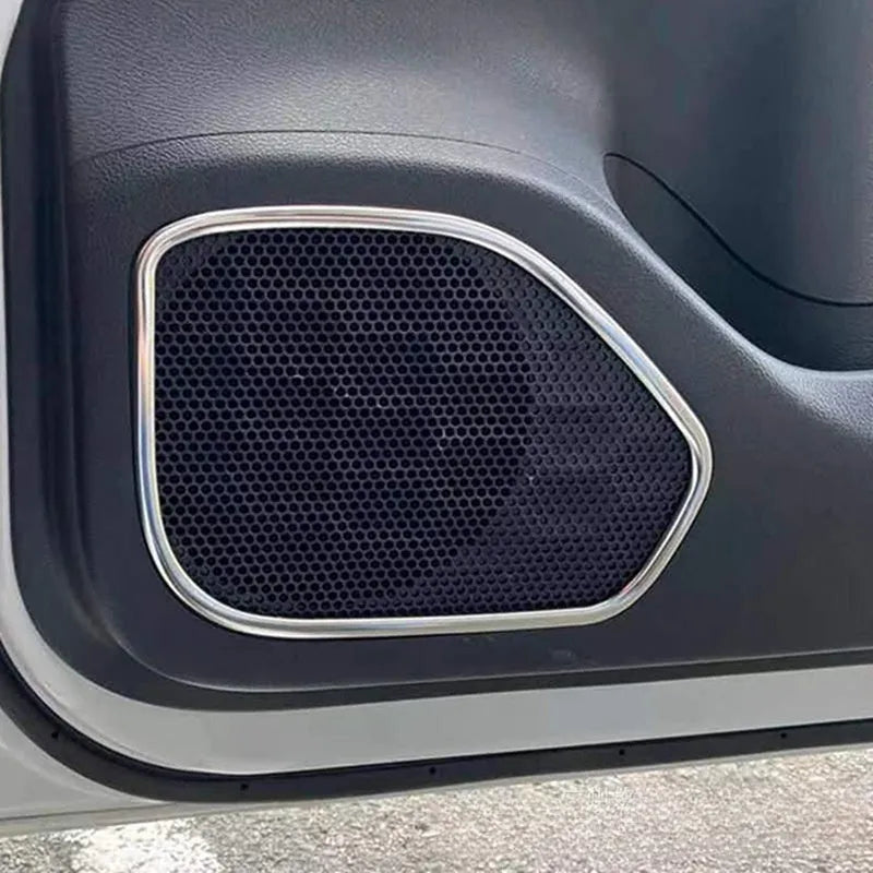 Silver 304 stainless steel audio frame modification strip for ROOX 40 series vehicles, dimensions 270mm x 200mm