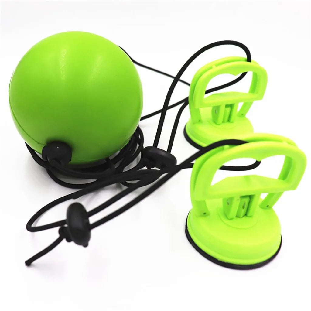 Green PU suction cup suspended boxing speed ball on a smooth surface