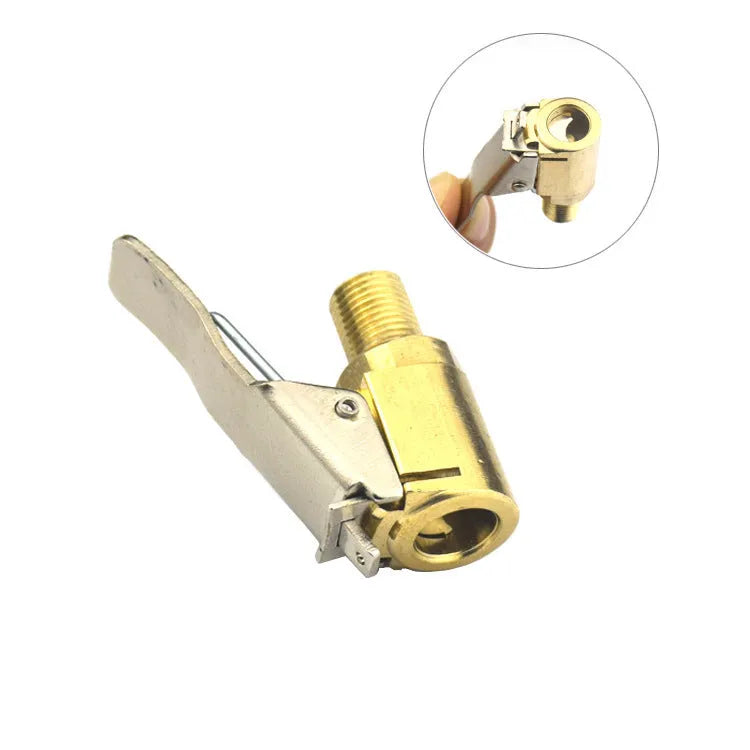 Copper tyre inflation clamp for 8V1 car valves showing 8mm thread detail