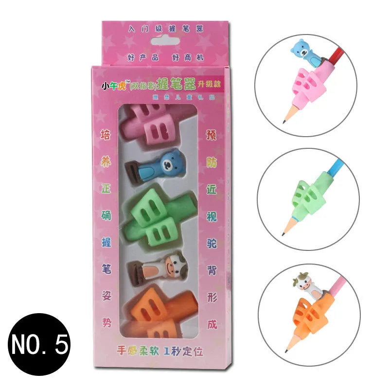 Cartoon design children's pen case for correcting writing posture made from soft rubber