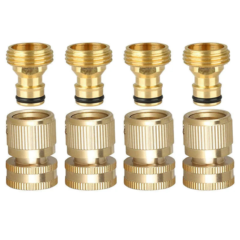 Brass male and female 3/4 inch water pipe connectors for garden hose