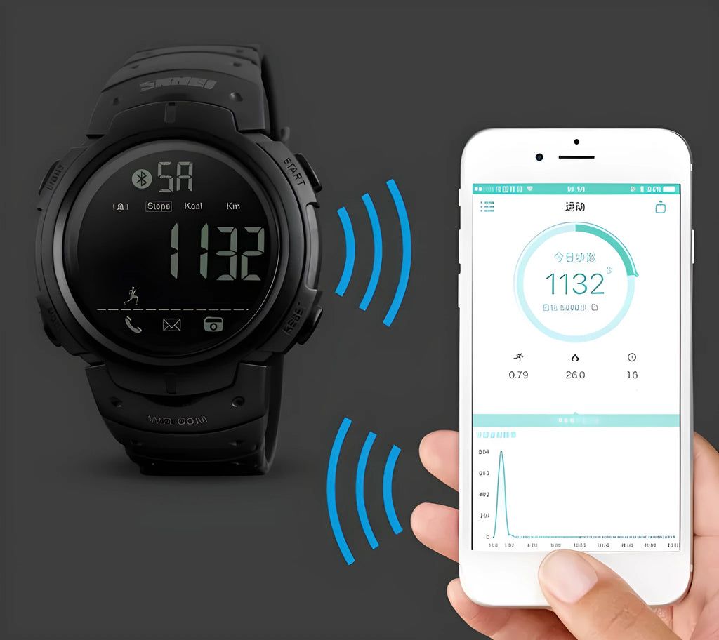 Black and army green Bluetooth smart watch with 50mm resin mirror dial on PU strap