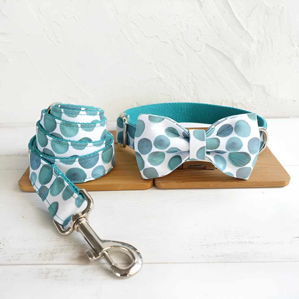 Polyester pet bow collar accessory in Bubble colour, sizes XS to XL, 10-11cm length and 6cm width