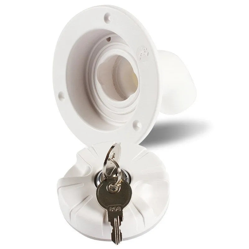 White RV gravity water filling port 80mm hole size 38mm inner diameter