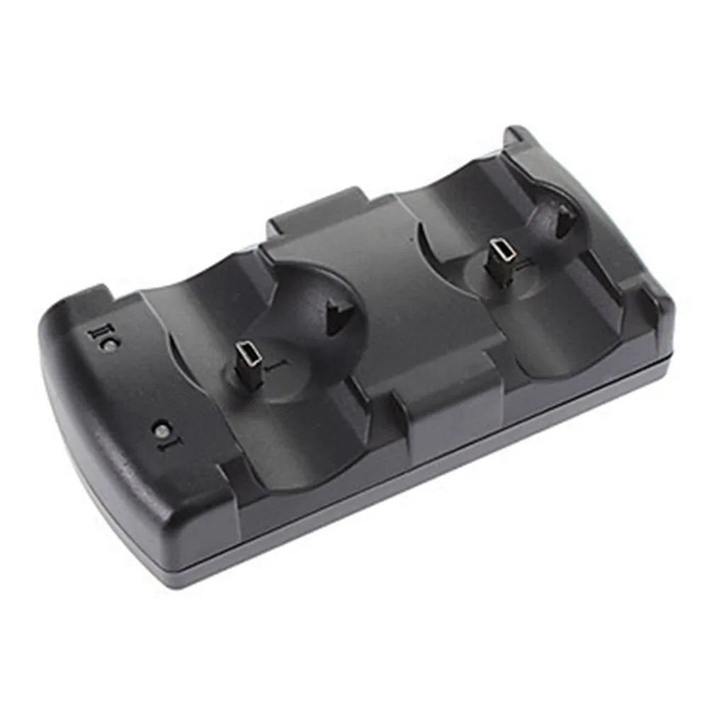 Black PS3 dual USB charger dock with cable, 108 g plastic charging station