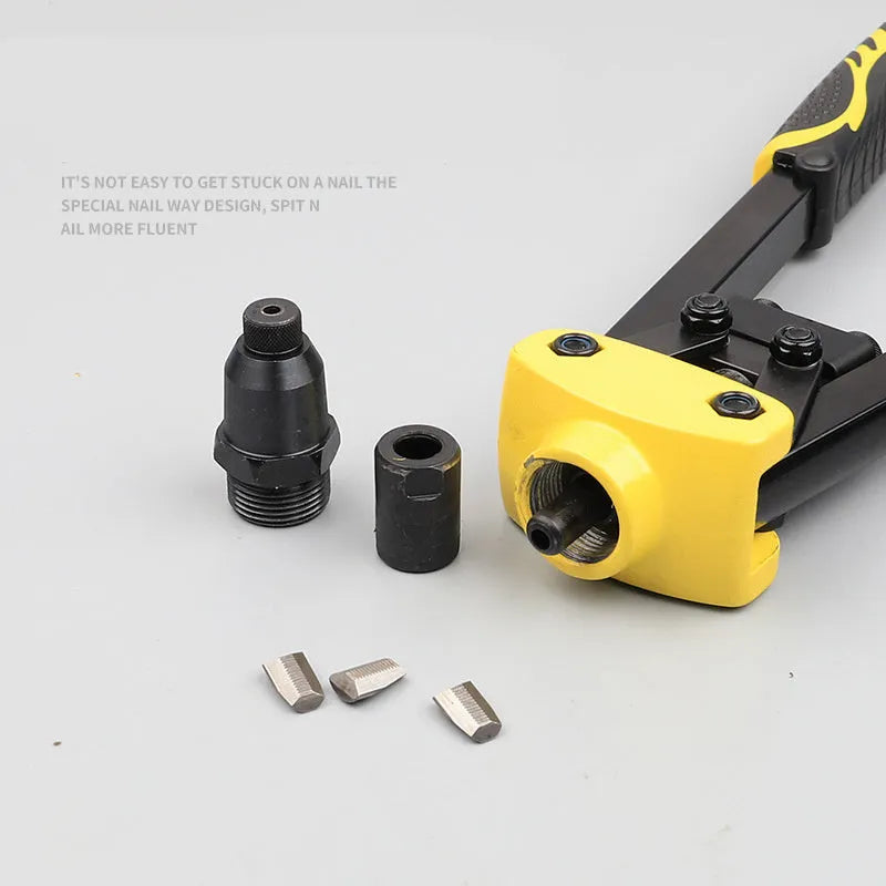Yellow 13-inch manual rivet gun with industrial-grade construction for household riveting projects