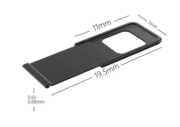 Plastic camera privacy cover for laptop tablet and mobile phone, 18.5mm x 9mm, black and white options