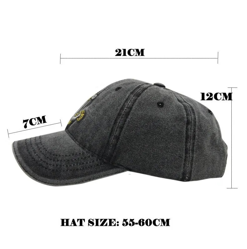 Anchor embroidered cotton baseball cap in Khaki colour, front view, showing adjustable back strap.