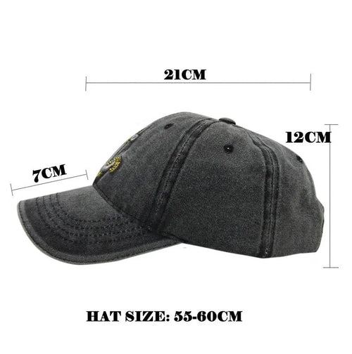 Anchor embroidered cotton baseball cap in Khaki colour, front view, showing adjustable back strap.