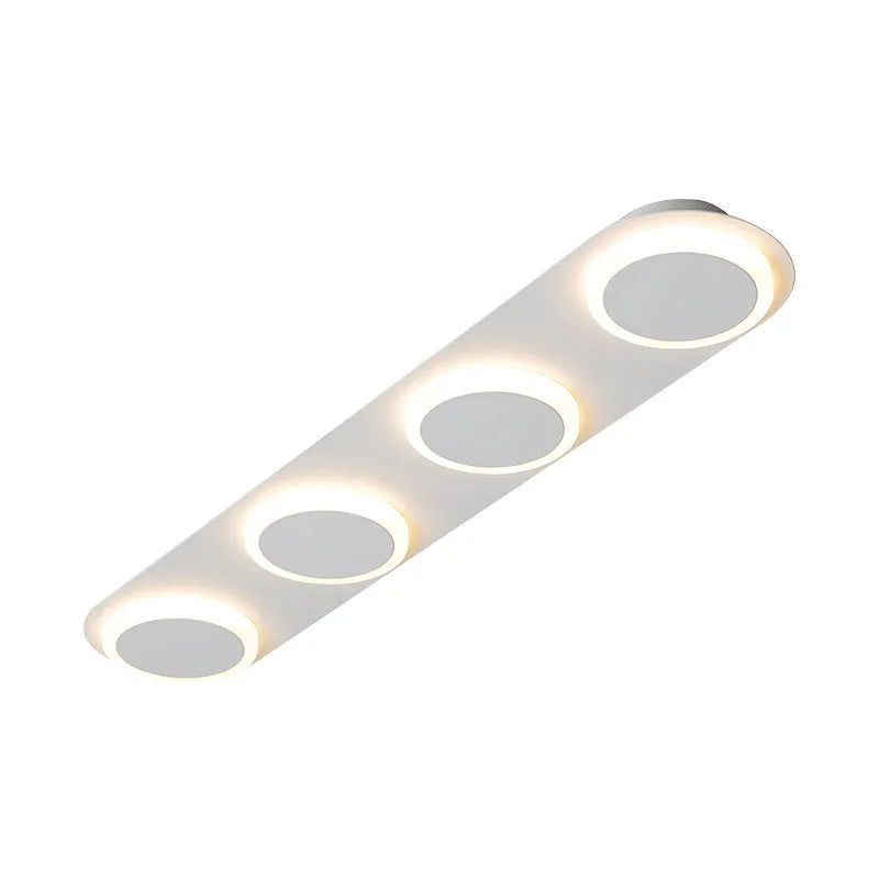 Strip ceiling lamp matte white 3 heads iron acrylic shade mounted on hallway ceiling