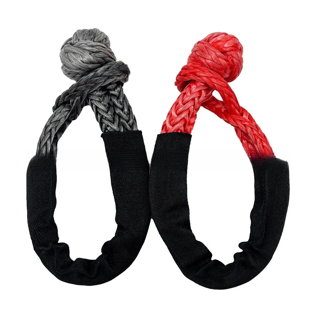 Polymer soft shackle trailer rope in multiple colours with storage bag for vehicle recovery
