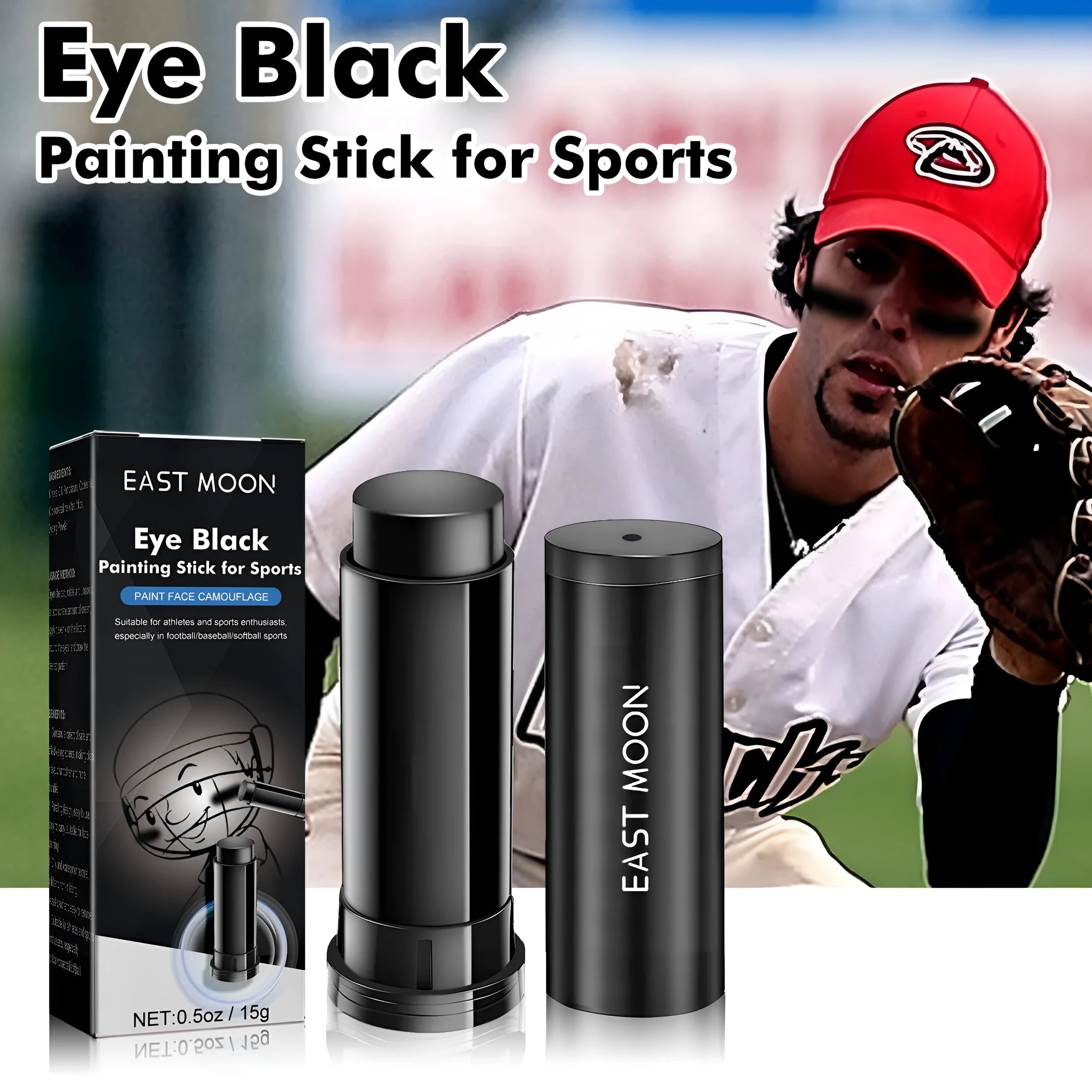 15g sports eye black paint stick for baseball athletes with compact packaging