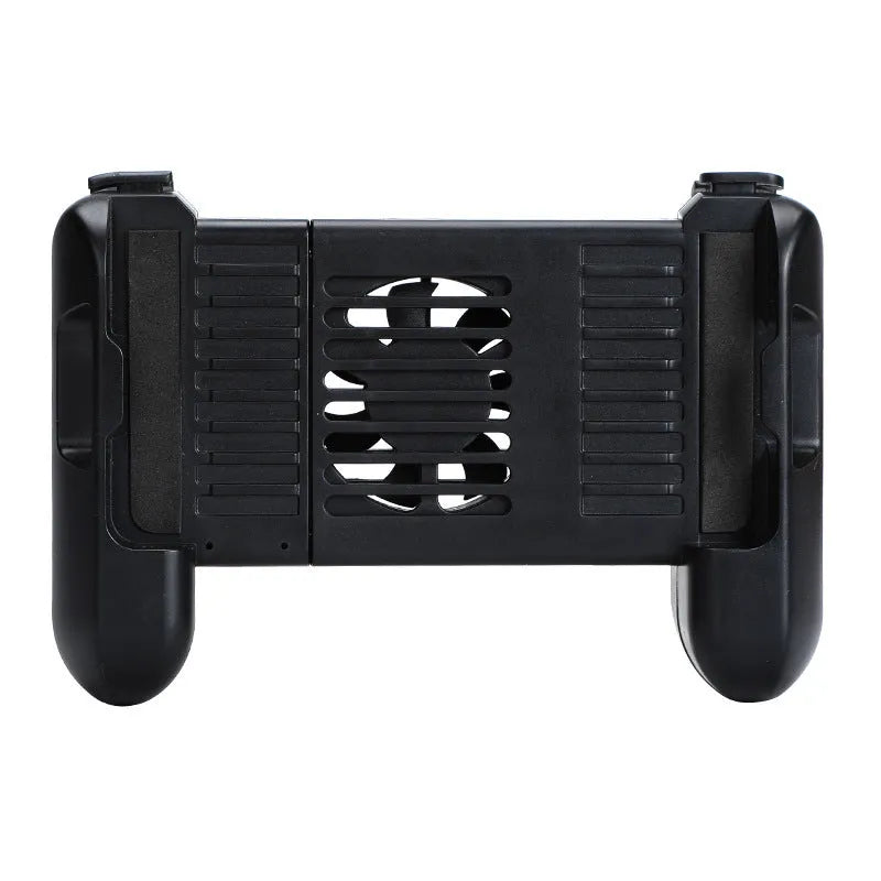 Black Cooling Bluetooth P2 mobile game controller for iPhone on a dark background.