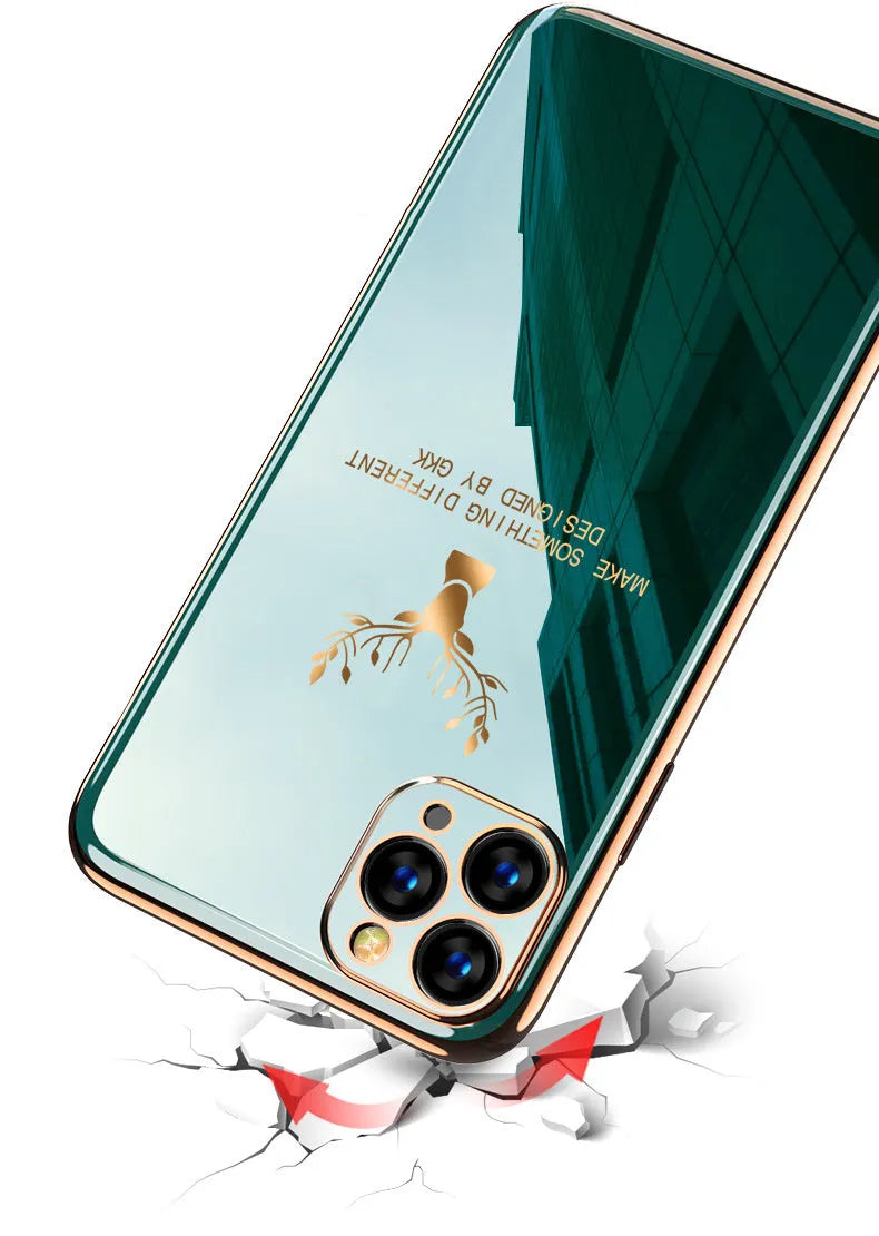 Black TPU full lens back cover case for iPhone on a flat surface.