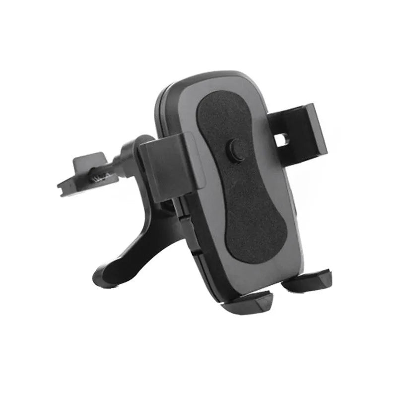 Car air outlet mobile phone holder in black with auto-lock mechanism and rotatable design