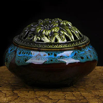 Ceramic retro package incense burner in multiple colours for home decor and meditation