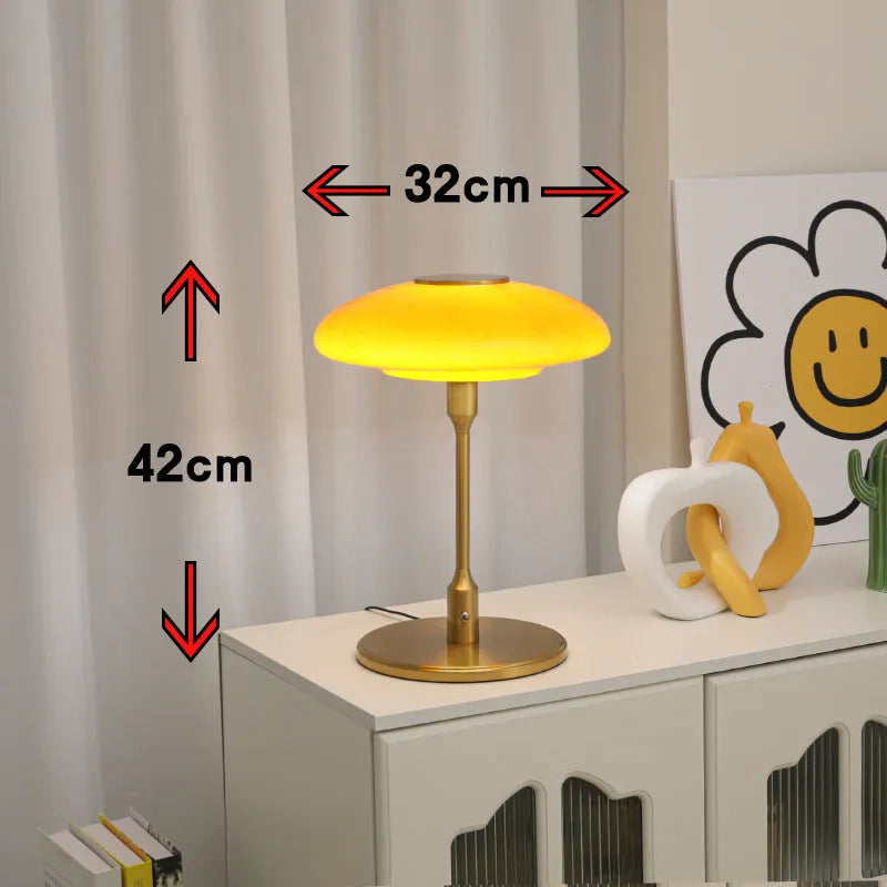 Vintage Korean style bedside ambient light with a nickel-plated metal lamp holder.