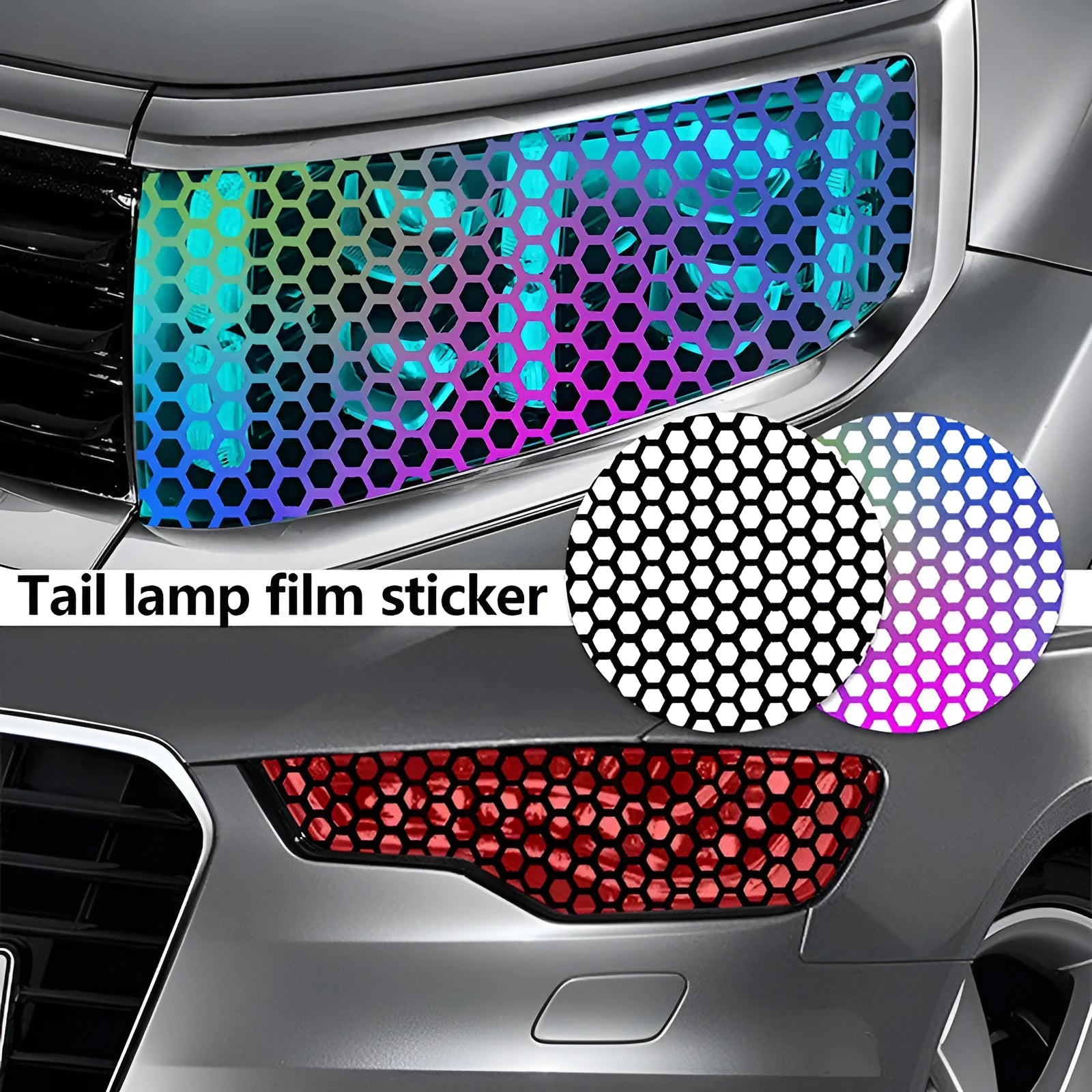 Car taillight honeycomb pattern adhesive sticker decorative appliqué 48x30cm