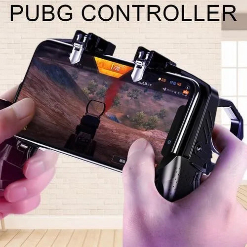 Black multi-function PUBG gamepad controller with trigger for 4-6.5 inch smartphones