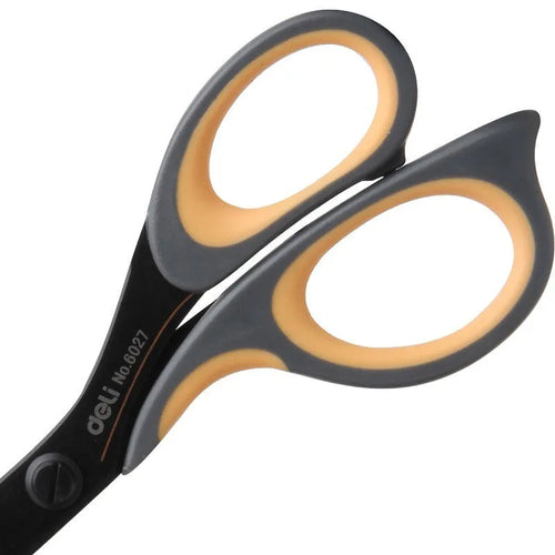 Alloy stainless steel scissors with black plastic handle and 6-inch blades