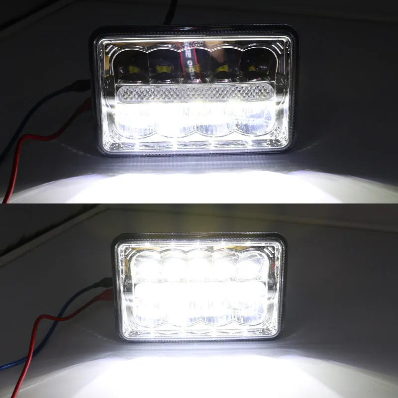 Black 5 inch square LED car headlight with die-cast aluminium housing and polycarbonate lens