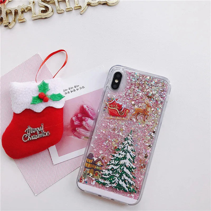Quicksand shell phone case with camouflage pattern for iPhone and Samsung in various colours