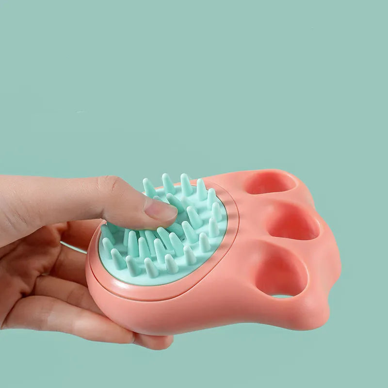 Cat claw shaped bath brush with soft silicone bristles for pet massage and cleaning