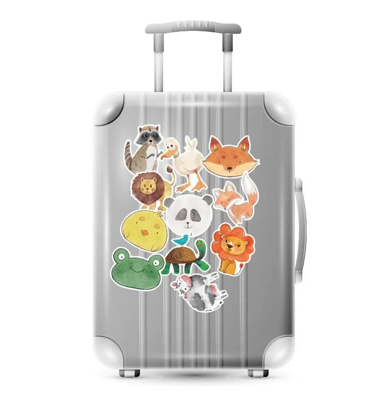 36 retro beach stickers pack with PVC matte film covering showing surfing travel designs