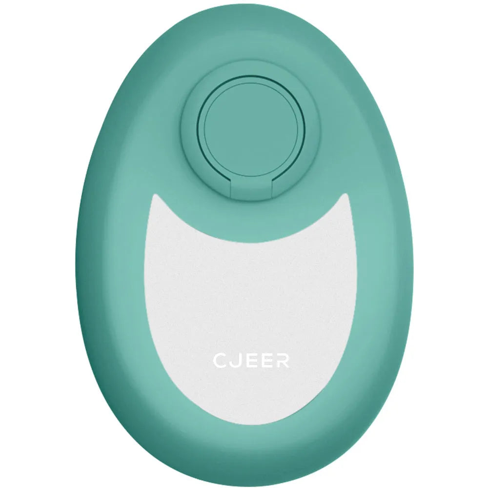 CJEER crystal hair removal device showing nano-glass surface and metal finger ring on compact flat tool