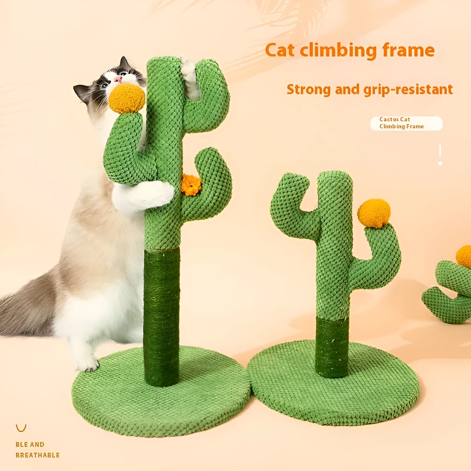 Masson cactus design cat scratching pole with cotton thread sisal surface for claw grinding