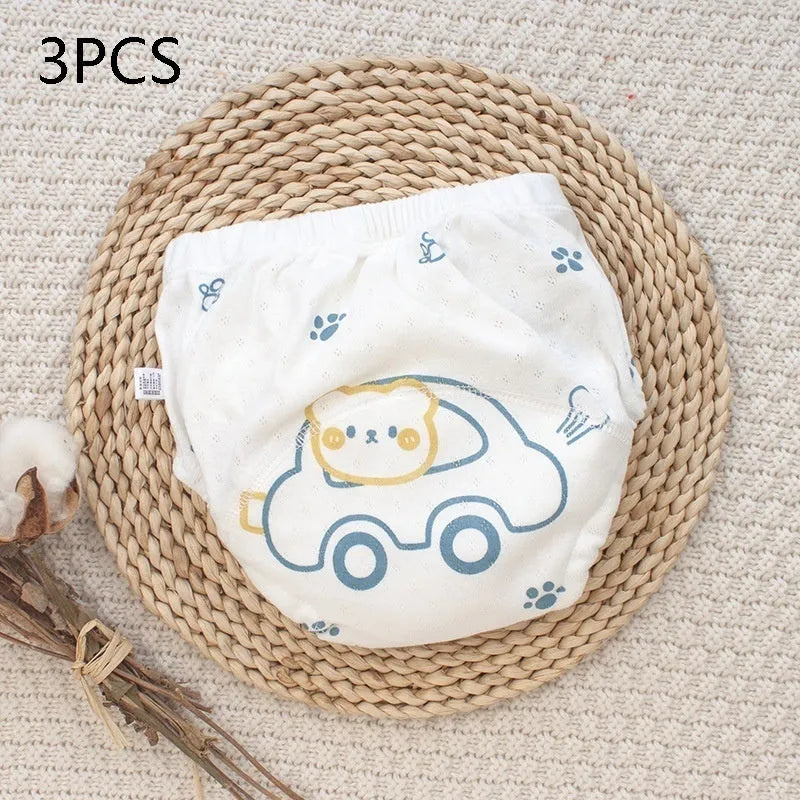 Cotton training pants with Bear Driving print, breathable waterproof baby diaper for toddlers