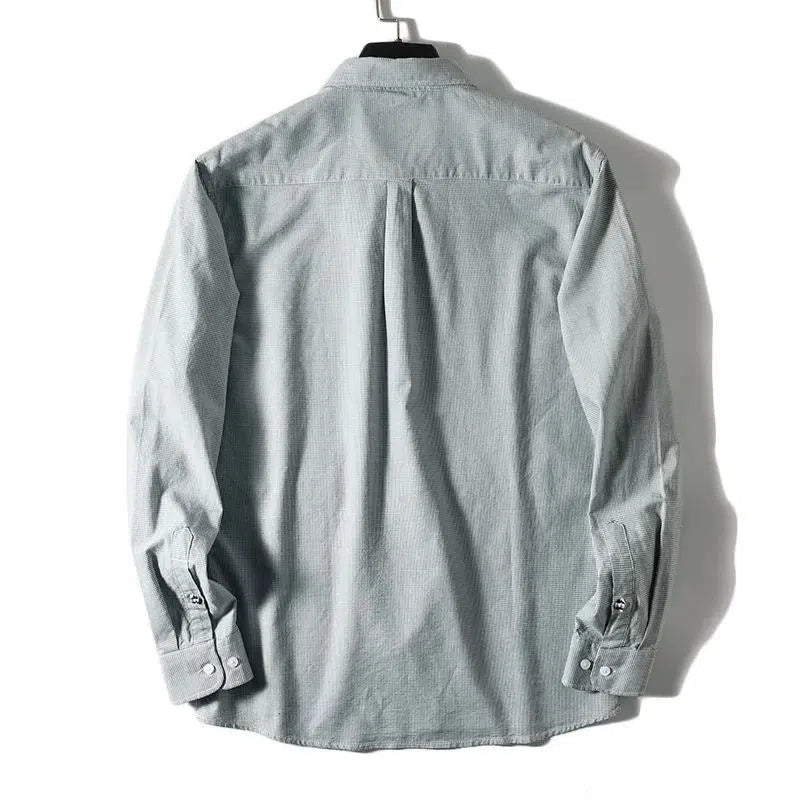 Men's washed cotton cardigan in solid colour with houndstooth pattern, available in green, khaki, red, sizes L to XXXXL