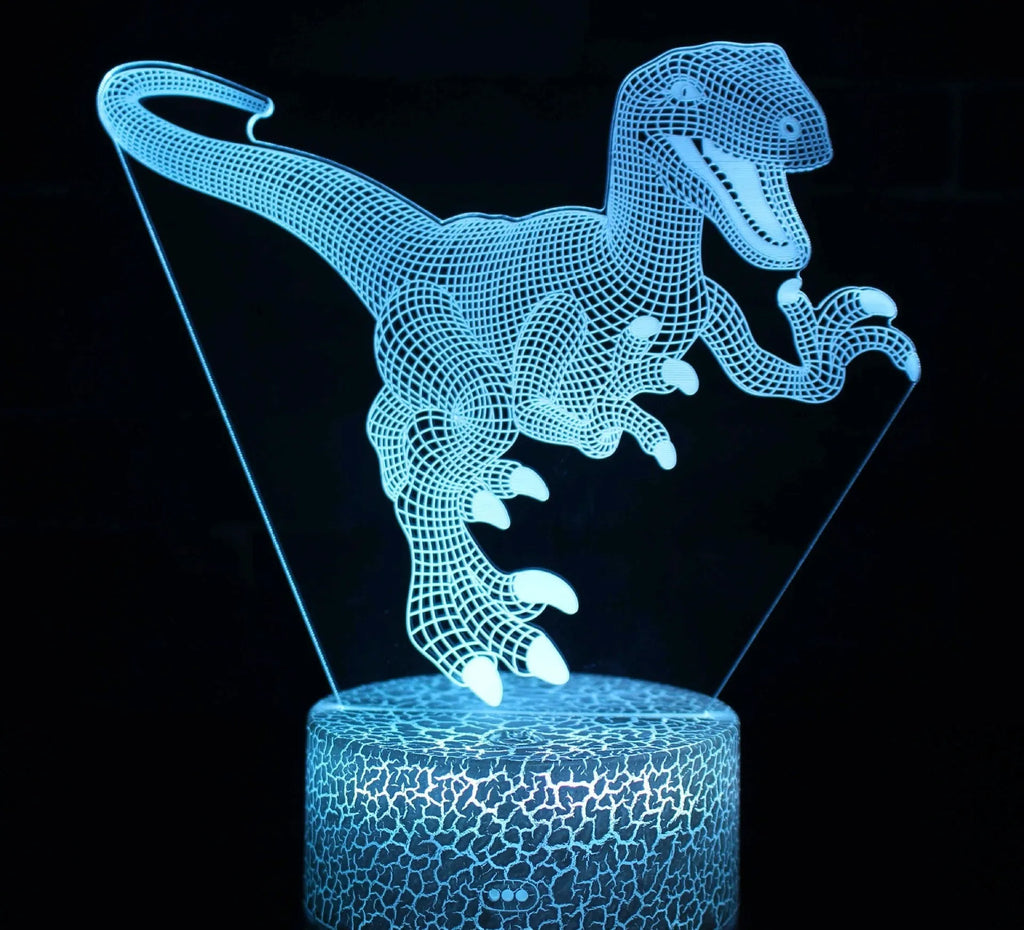 Dinosaur touch night light with acrylic shade, seven light colours, USB powered, 225x135x4mm