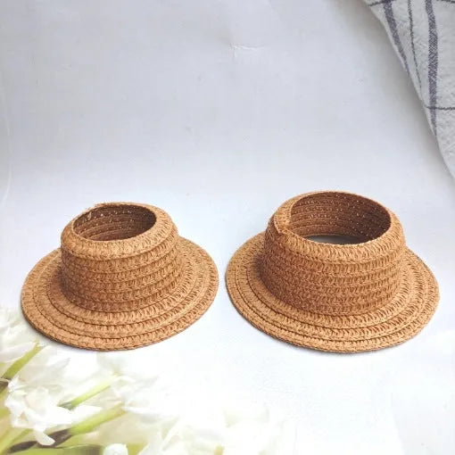 Papyrus straw hat with ear leakage coverage in seven colours, available in M and L