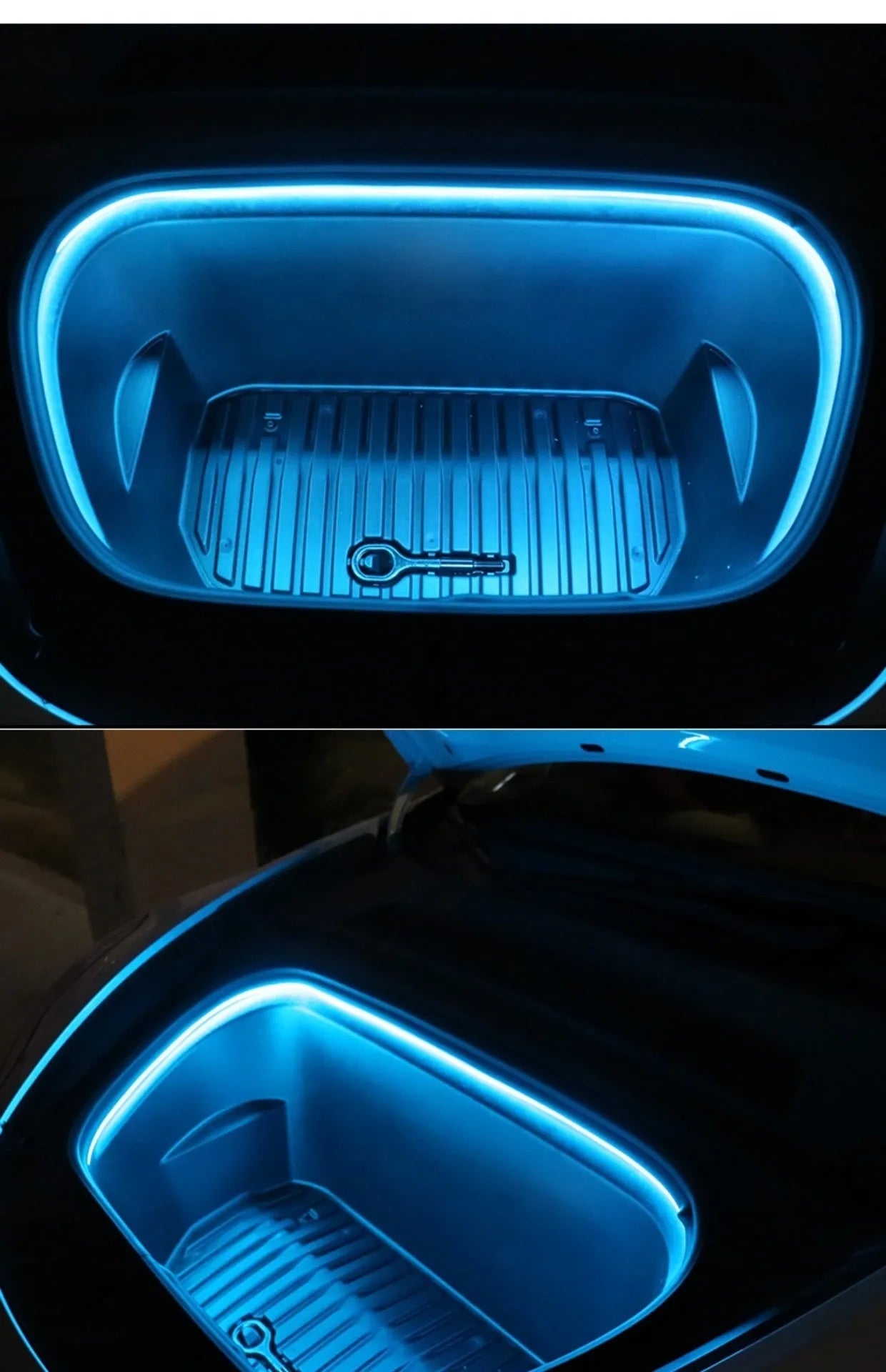 Tesla Model 3 Model Y front backup box ambient light kit with silicone light bar in three colour options