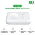 White 1000mAh portable magnetic wireless charger for Apple Watch showing compact size