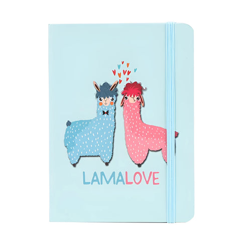 Alpaca cartoon notepad in A5, A6, A7 sizes with mixed colour covers and 96 yellow pages