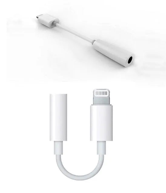 White Lightning to 3.5mm audio adapter cable for iPhone models with 7cm length
