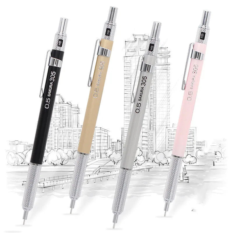 Metal mechanical pencil in gold, silver, black or pink with 0.5mm or 0.3mm lead size options