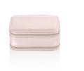 Portable PU leather jewellery box with three-layer storage in blue colour