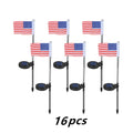 Solar garden flag light with American flag design on stainless steel stake