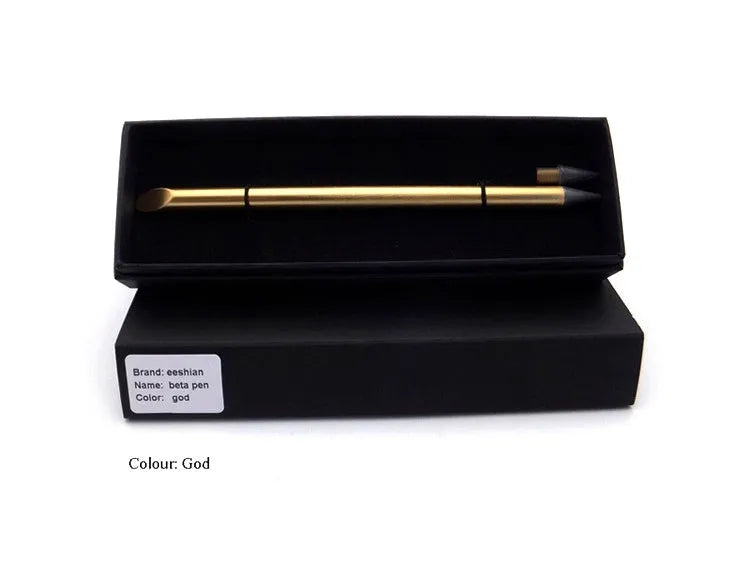 Inkless Metal Pen in silver, gold, rose gold, black, or blue with 0.5mm alloy tip, spare nib, and pen bag.
