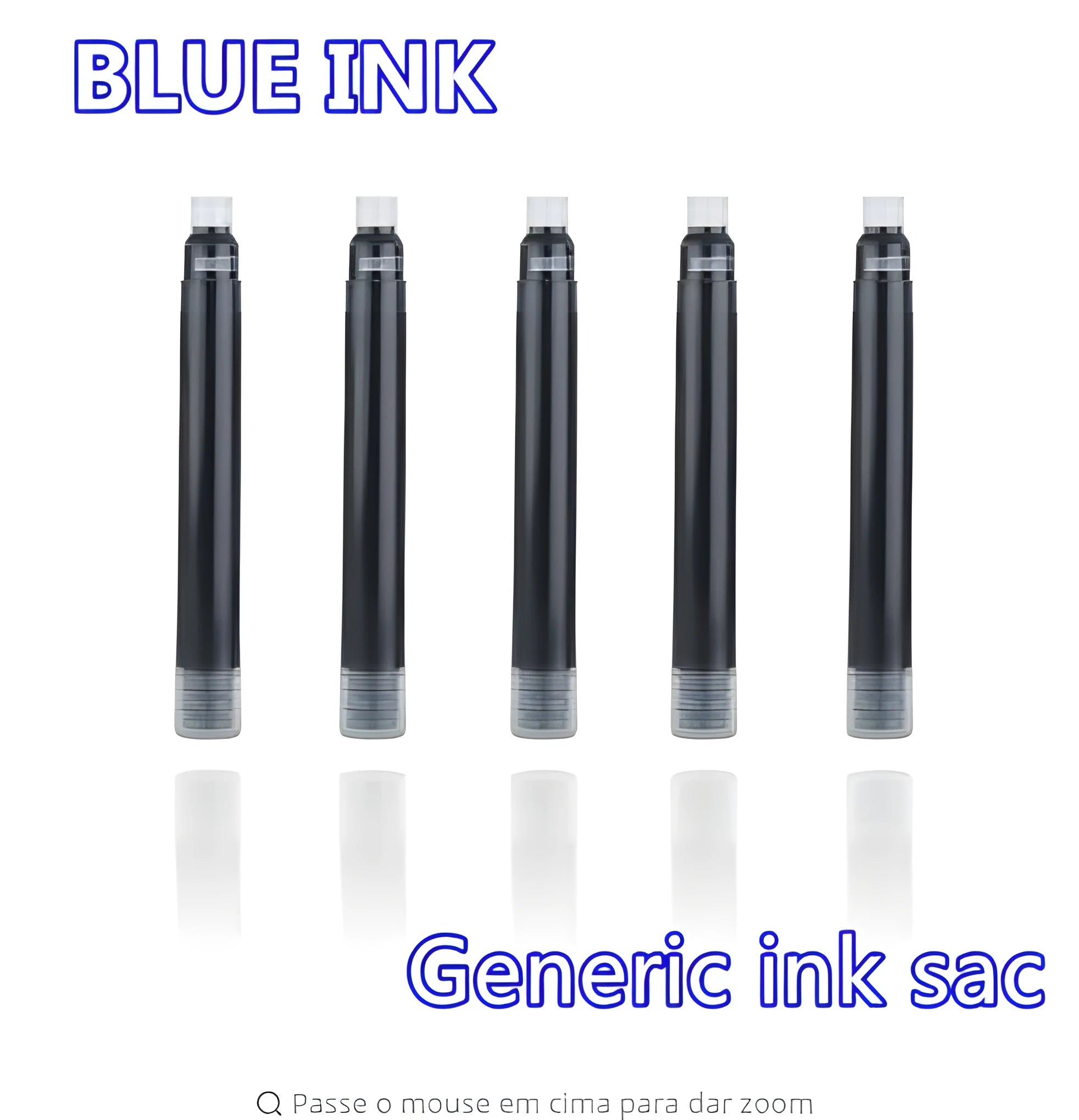 Ten steel ink sacs for fountain pen and dip pen repair laid out showing metal construction