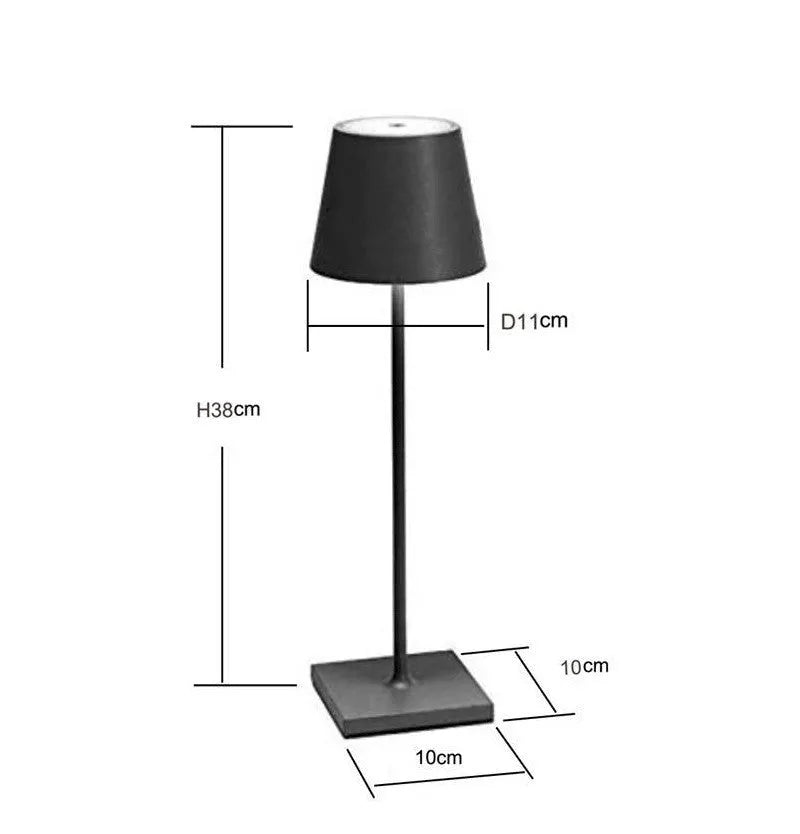 Wireless touch dimming table lamp, 38cm aluminium alloy and acrylic, 3000K, black or white