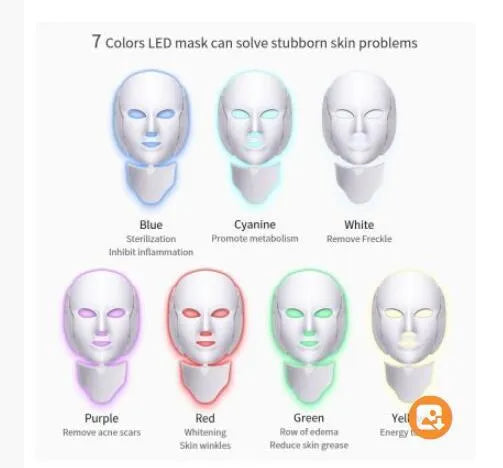 LED light therapy face mask with ABS construction, white, microcurrent massage function