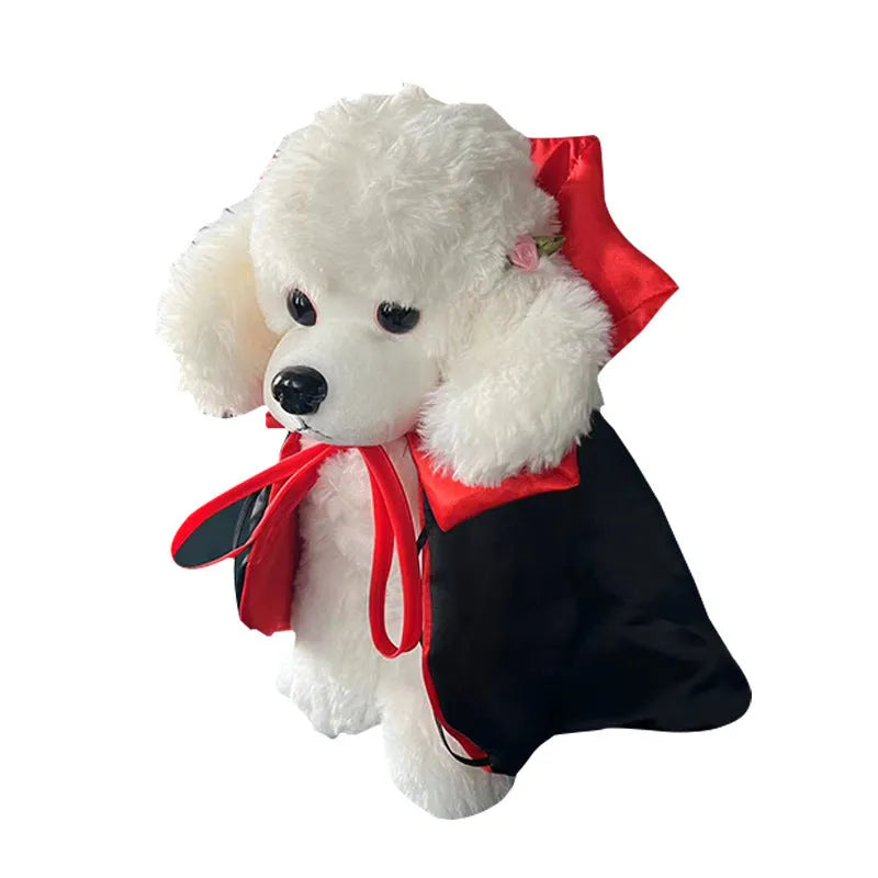 Halloween pet bat cloak and hat costume set in red or purple for dogs and cats