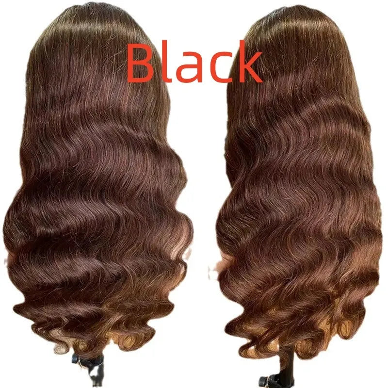Brown big wave fake long curly wig with side bangs made from high temperature fibre
