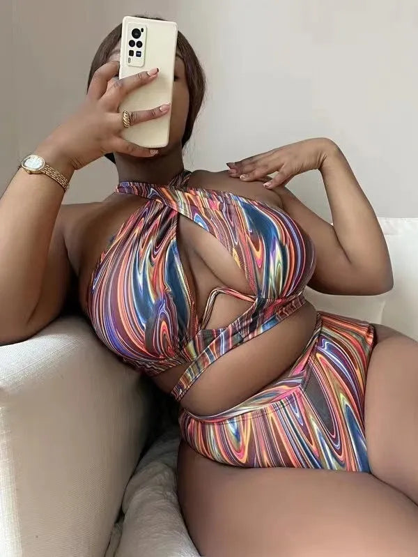 Women's floral high waist bikini swimsuit in picture colour with plus sizes available